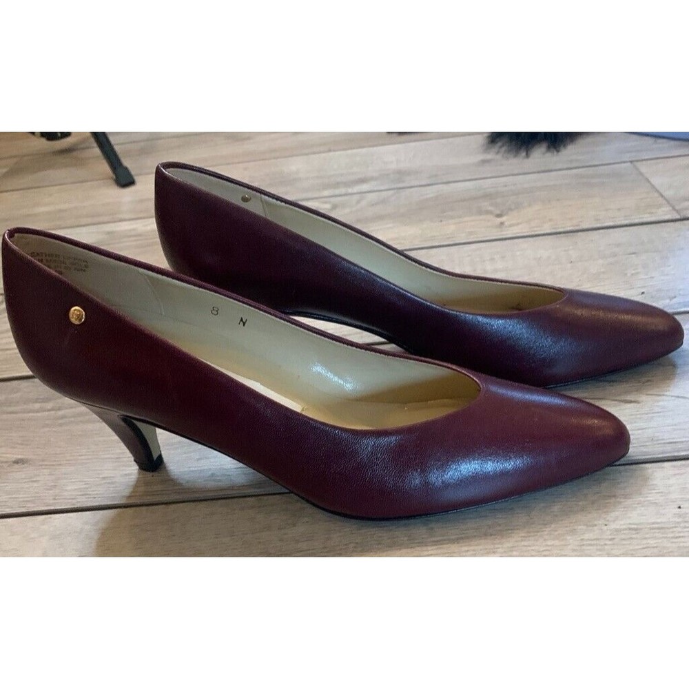 Etienne Aigner Womens Cognac Classic Vintage Pumps Heels Leather Shoes~Size 8N